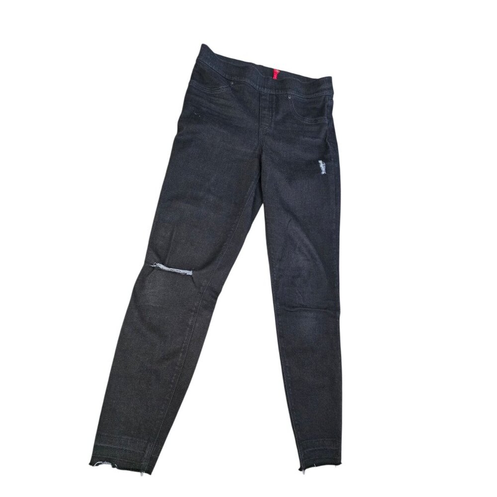 Spanx Women's distressed skinny black jeans size M